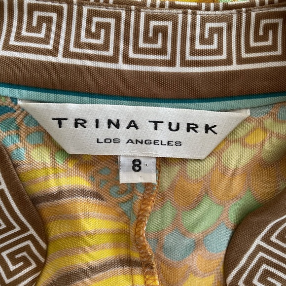 Trina Turk Silk Dress Greek Key Detail - Picture 4 of 11